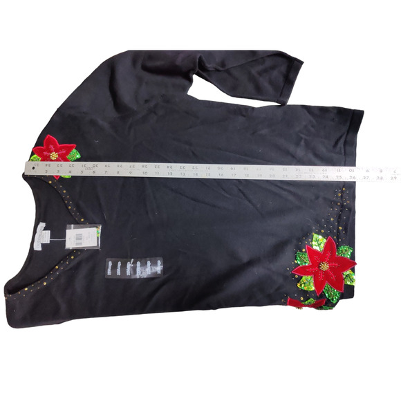 Bonnie Bell Poinsettia Christmas womans sweater XXL - Picture 4 of 4